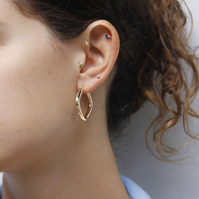 עגילי חישוק דונה מרובע גדול זהב 14K