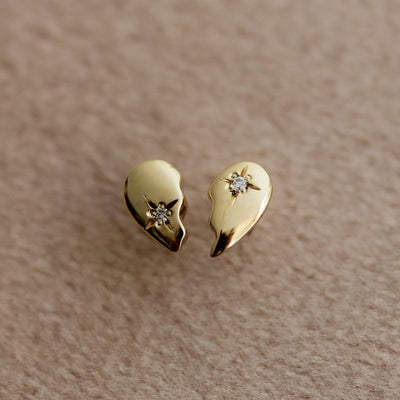 עגילי לב BFF זהב 14K Earrings 