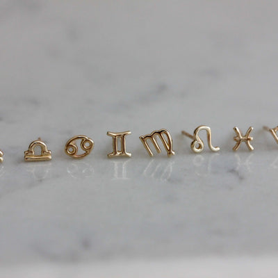 עגילי מזלות זהב 14K Earrings 