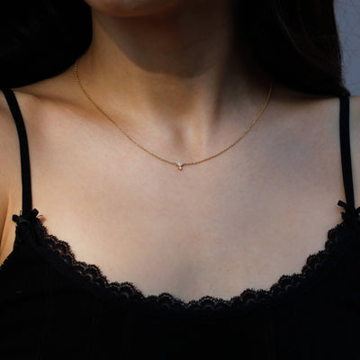 שרשרת פלורה יהלום זהב 14K Necklaces 