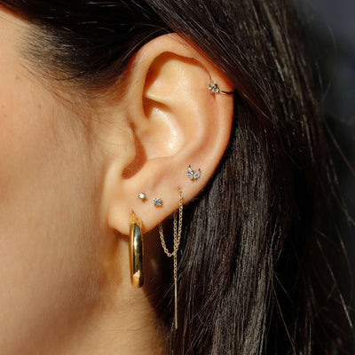 עגילי לואי יהלומים לבנים זהב 14K Earrings