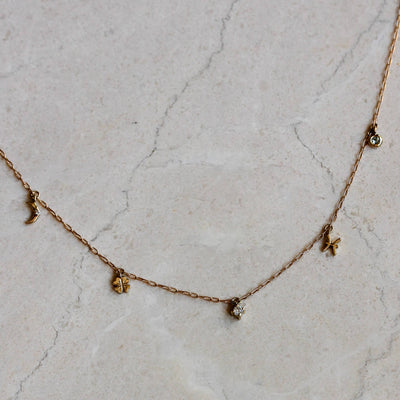 שרשרת פרסונה 5 תליונים זהב 14K Necklaces