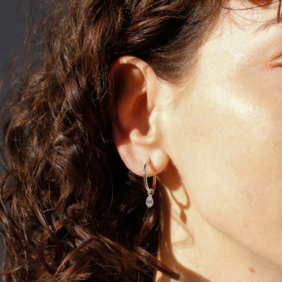 עגילי חישוק גדול סהרה יהלום מעבדה 14K Earrings