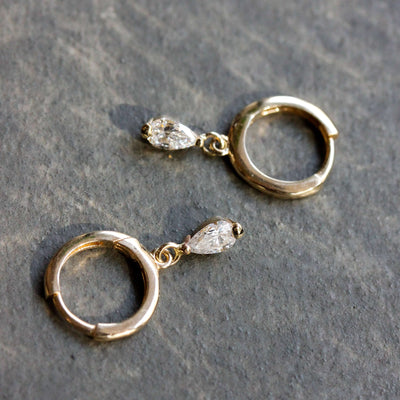 עגיל חישוק קלי אואזיס יהלום מעבדה זהב 14K