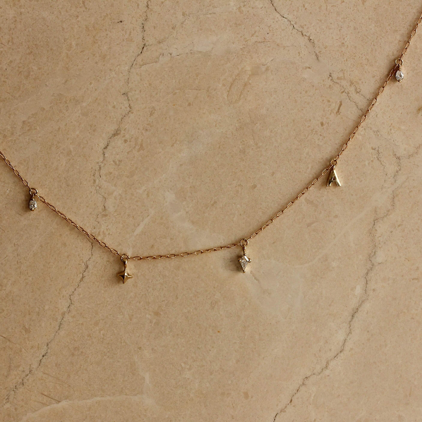 שרשרת פרסונה 5 תליונים זהב 14K Necklaces