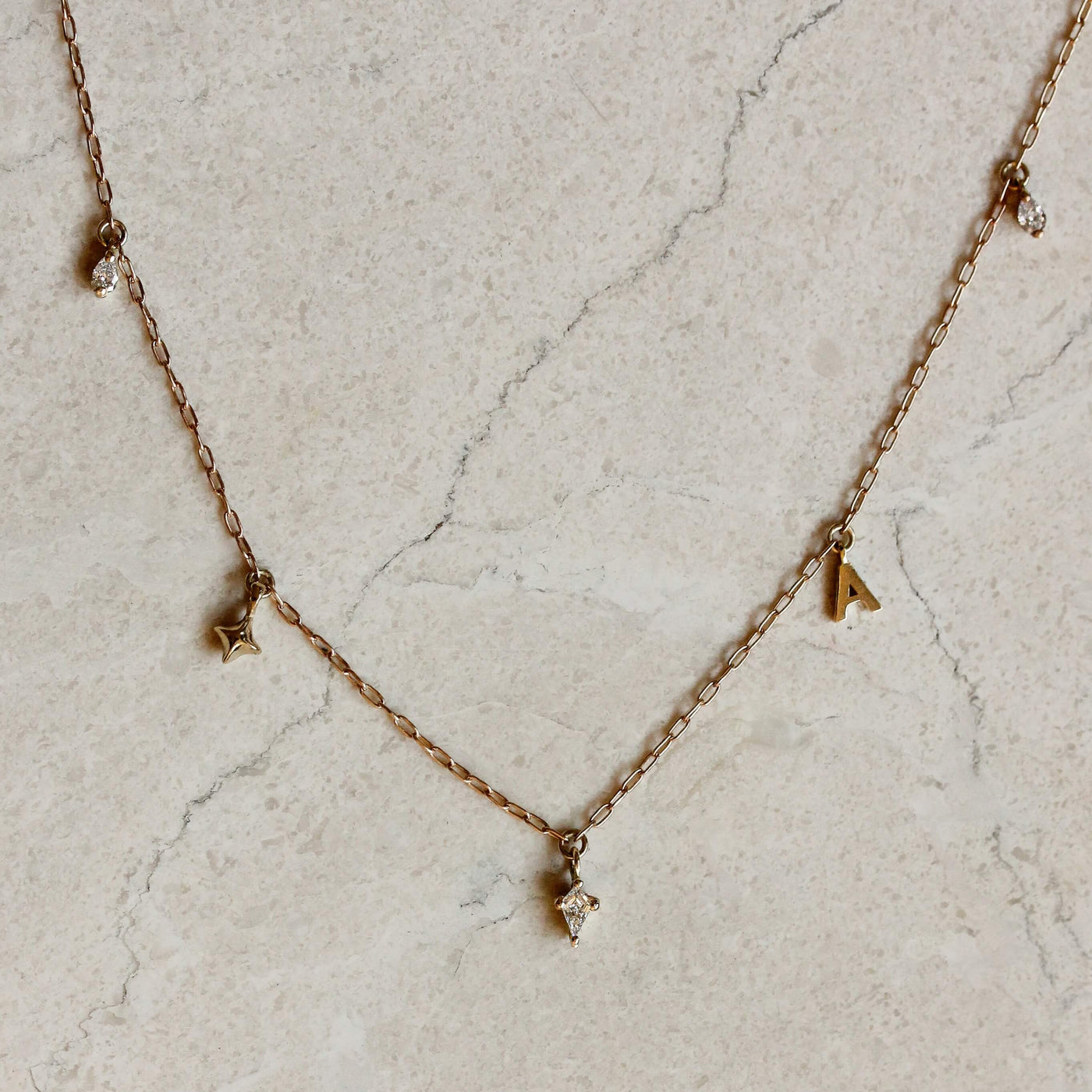 שרשרת פרסונה 5 תליונים זהב 14K Necklaces