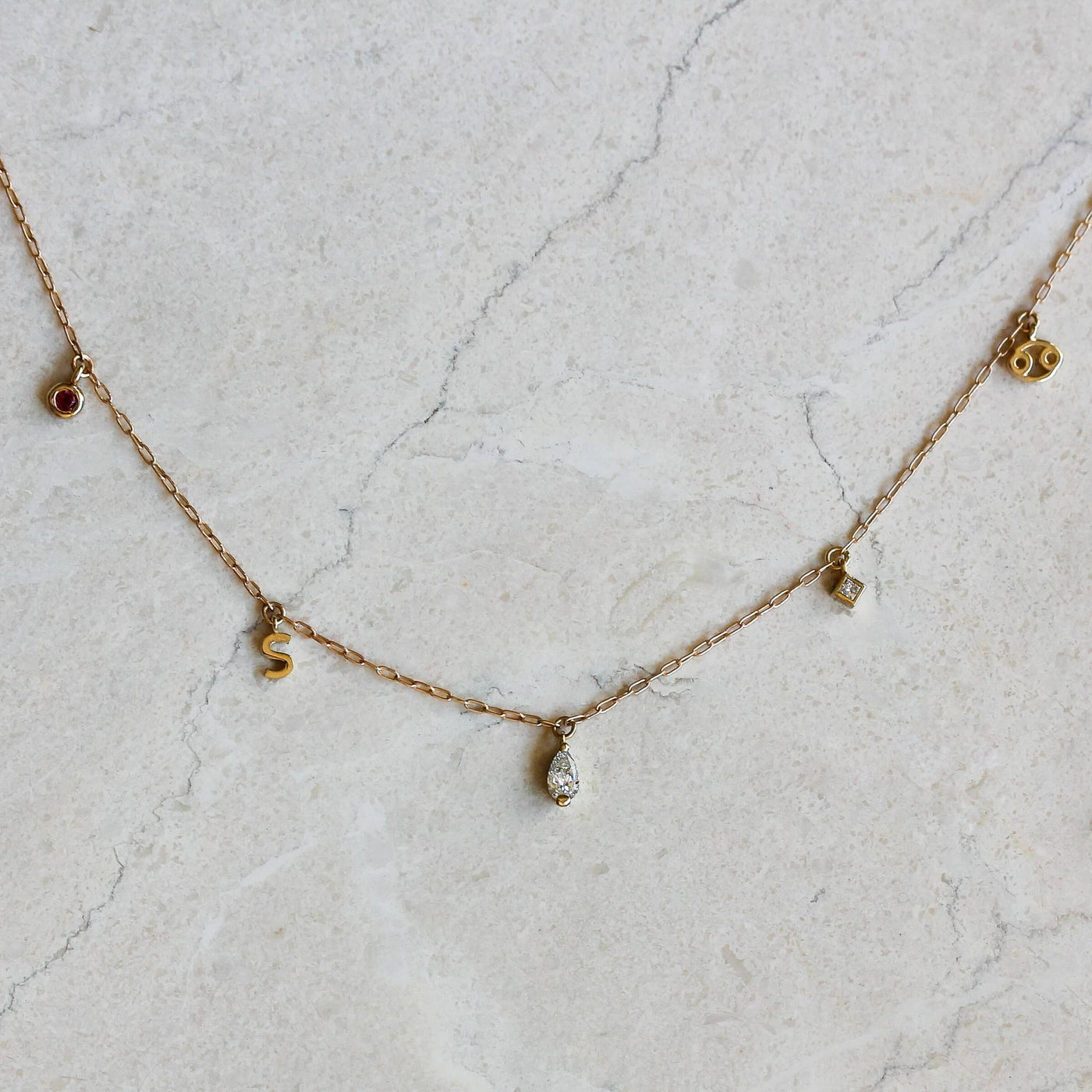 שרשרת פרסונה 5 תליונים זהב 14K Necklaces
