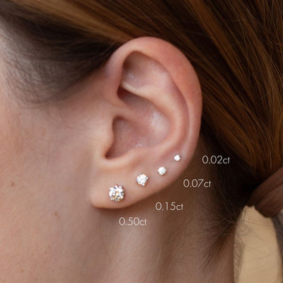 עגילי טיפאני 0.15 יהלומים לבנים טבעיים זהב 14K Earrings
