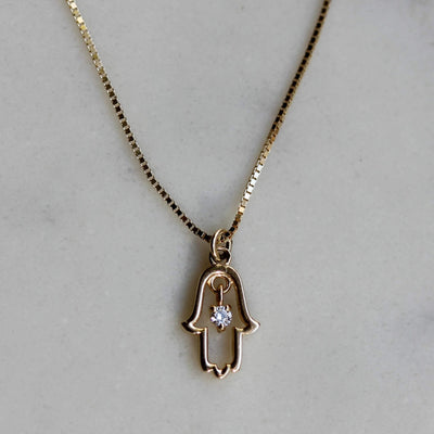 שרשרת חמסה יהלום זהב 14K Necklaces 