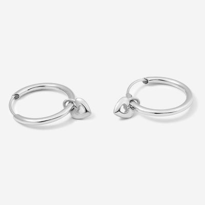 תליון לב משלים לעגיל חישוק זהב 14K Earrings 14K לבן