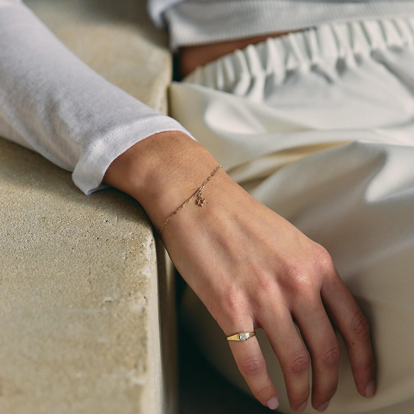 תליון מגן דוד טייני זהב 14K Bracelets