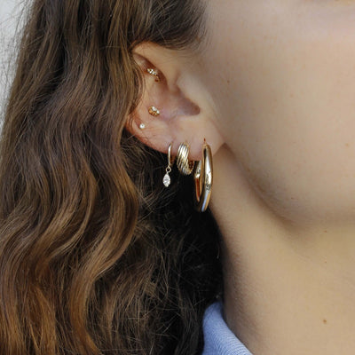 עגיל חישוק קלי אואזיס יהלום מעבדה זהב 14K