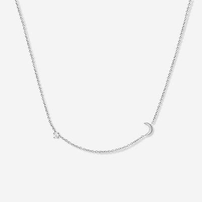 שרשרת קלואי ירח ויהלום זהב 14K Necklaces 14K לבן