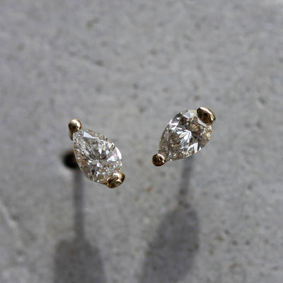 עגילי סהרה 0.17 יהלומים לבנים מעבדה זהב 14K Earrings