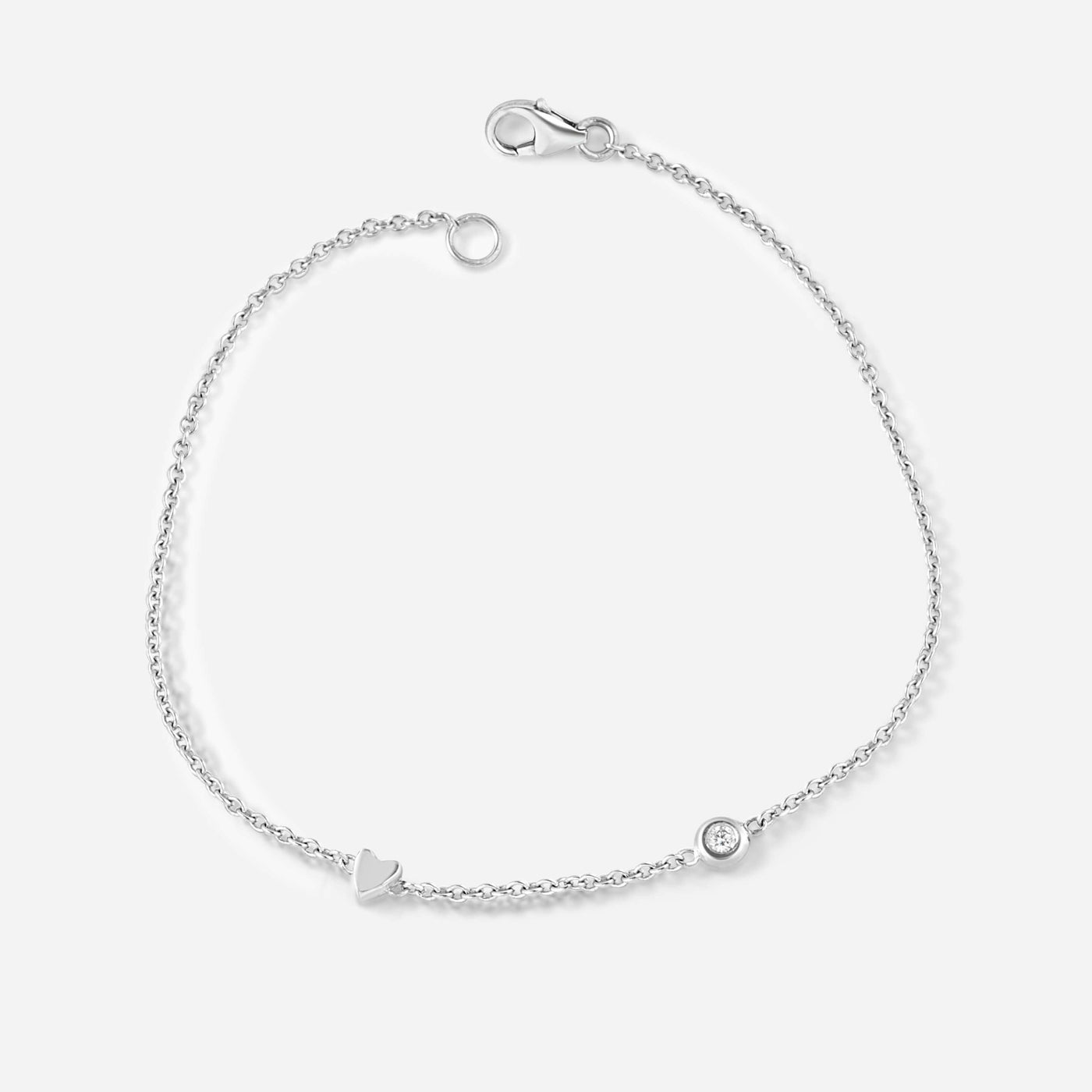 צמיד לב אקסטרה טייני יהלום זהב 14K Bracelets 14K לבן