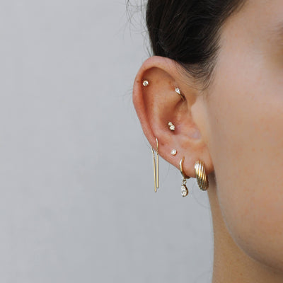 עגיל חישוק קלי אואזיס יהלום מעבדה זהב 14K