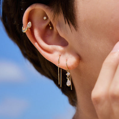 עגילי חישוק אואזיס גדול יהלומי מעבדה זהב 14K Earrings