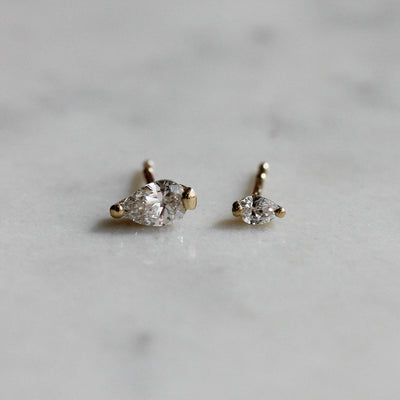 עגילי סהרה 0.17 יהלומים לבנים מעבדה זהב 14K Earrings