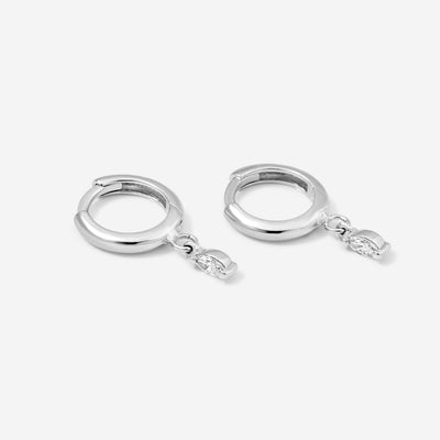 עגיל חישוק פירסינג קלי יהלום מרקיזה זהב 14K Earrings 14K לבן