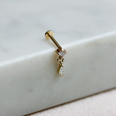 עגיל פירסינג אואזיס יהלומי מעבדה זהב 14K Earrings
