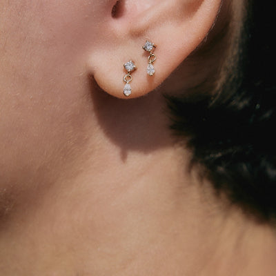 עגיל פירסינג אואזיס יהלומי מעבדה זהב 14K Earrings