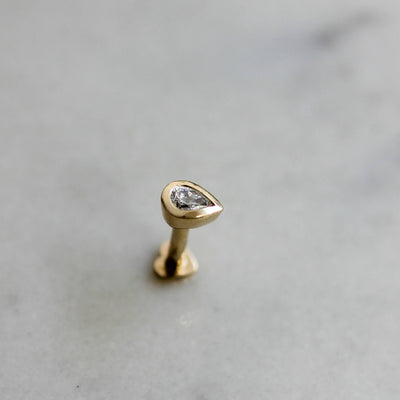 עגיל פירסינג אלזה יהלום זהב 14K Earrings 