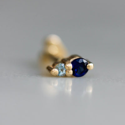 עגיל פירסינג ליה כחול זהב 14K Earrings 