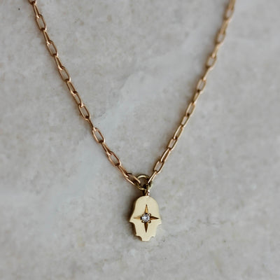 שרשרת קמע חמסה טייני זהב 14K Necklaces