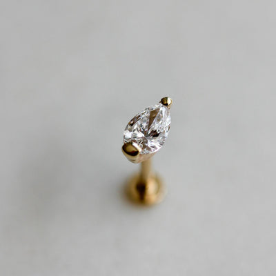 עגיל פירסינג סהרה בינוני יהלום מעבדה זהב 14K Earrings