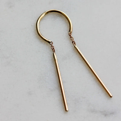 עגילי חישוק אואזיס חלק זהב 14K Earrings
