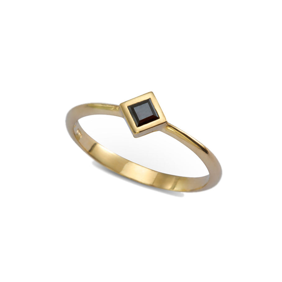 טבעת פרינסס יהלום שחור זהב 14K Rings