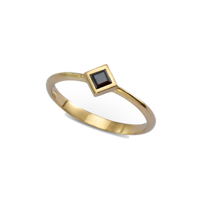 טבעת פרינסס יהלום שחור זהב 14K Rings