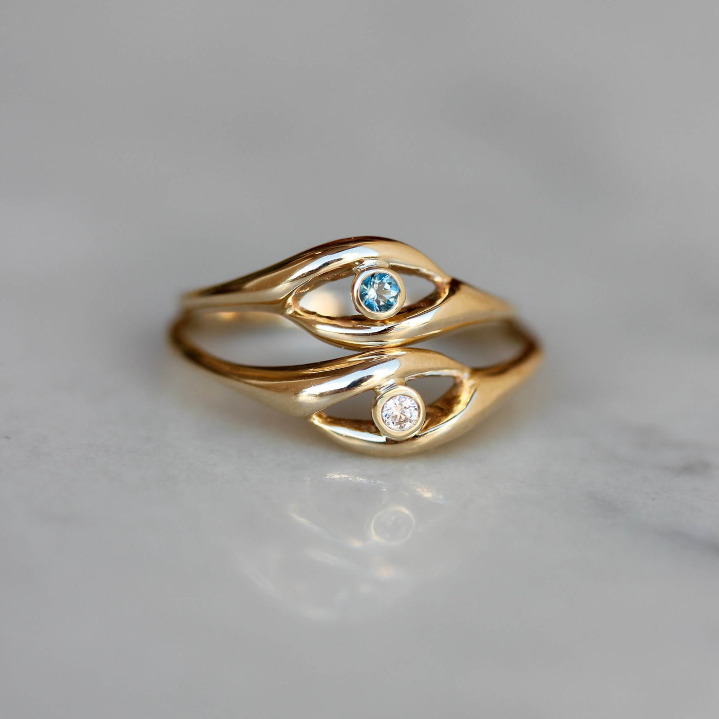 טבעת עין הרע בלו טופז זהב 14K Rings 