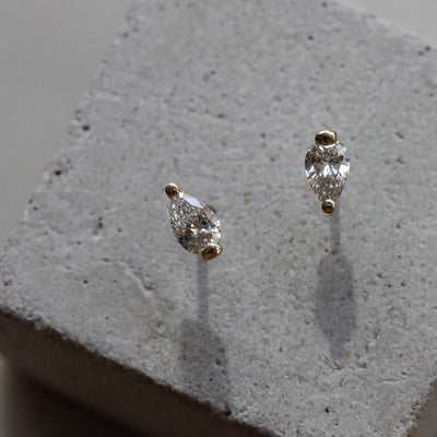 עגילי סהרה 0.05 יהלומים לבנים מעבדה זהב 14K Earrings