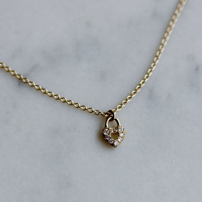 שרשרת טייני לב משלים משובץ זהב 14K Necklaces