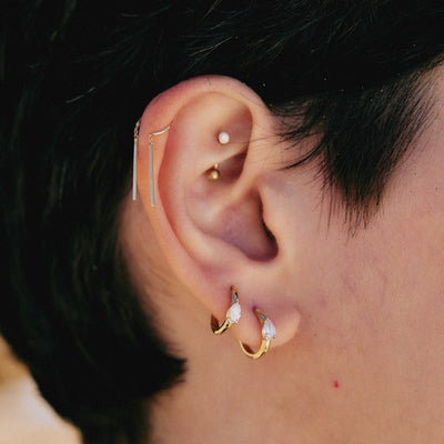 עגילי חישוק אואזיס חלק זהב 14K Earrings