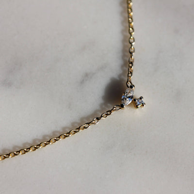 שרשרת פלורה יהלום זהב 14K Necklaces 