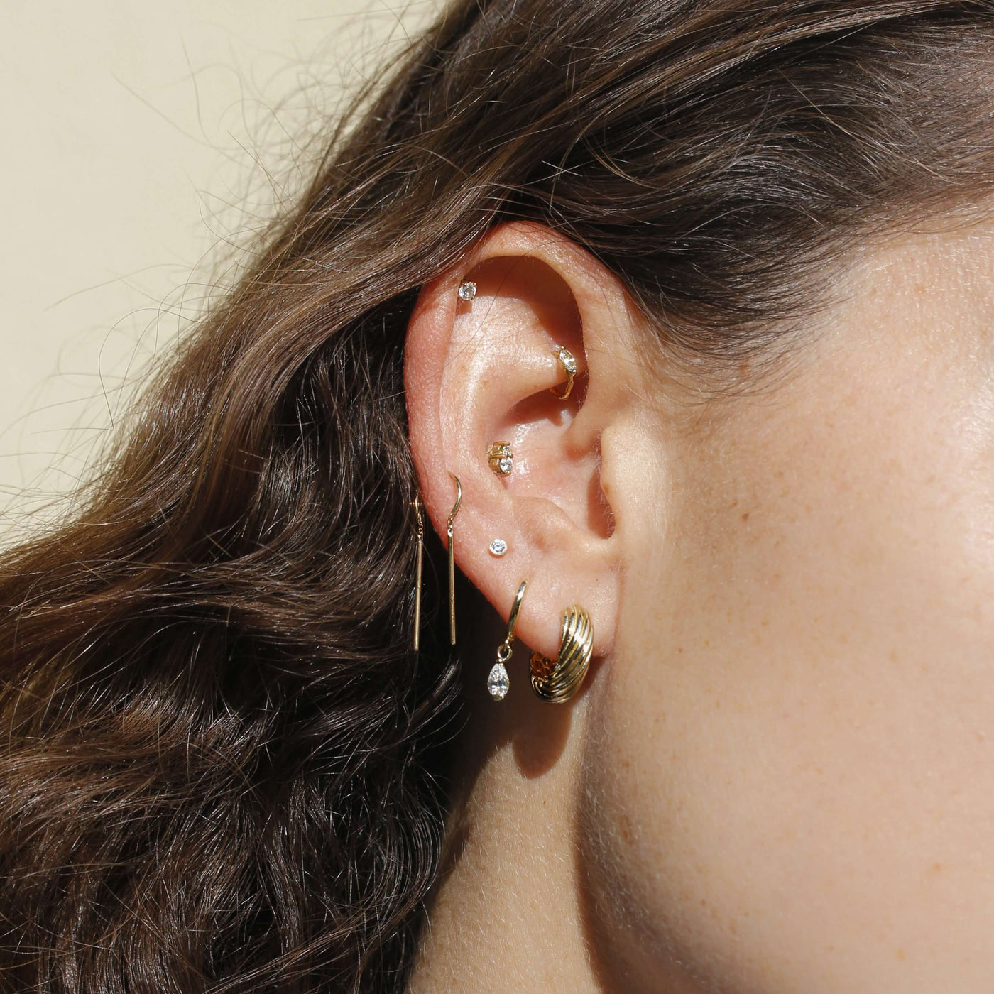 עגילי חישוק רייצ'ל זהב 14K