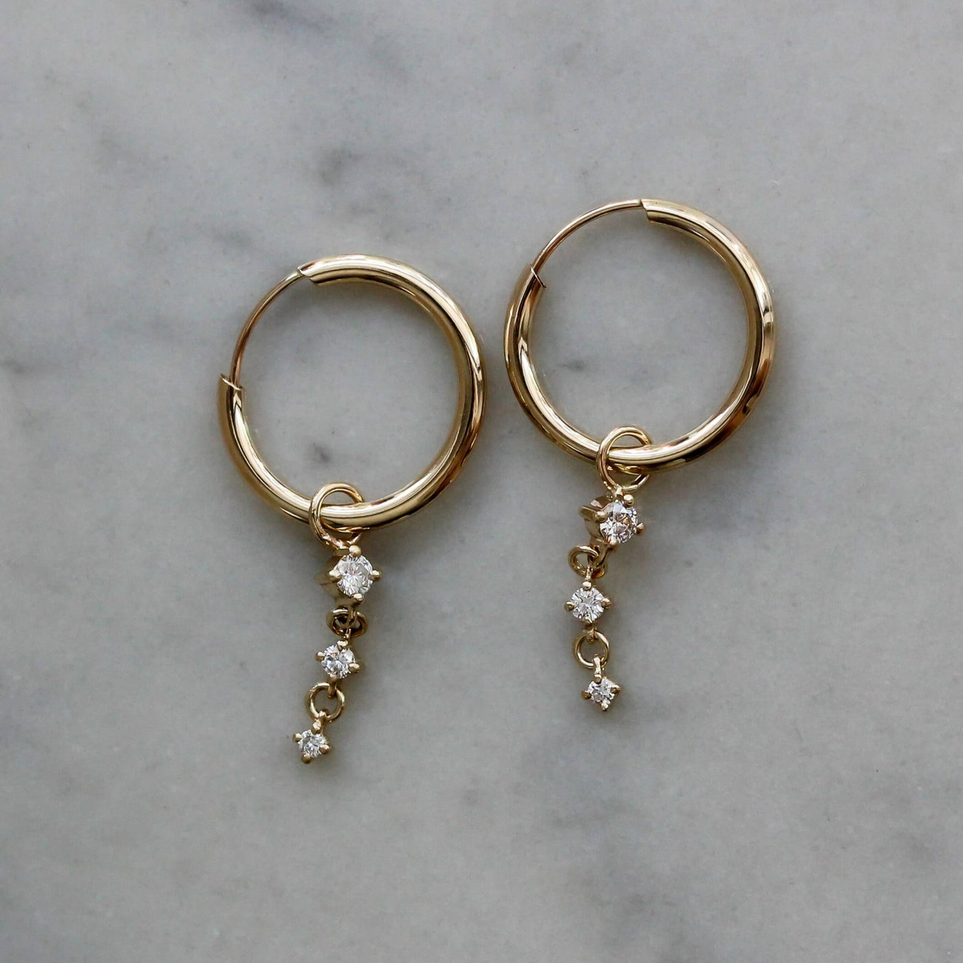 עגילי חישוק הרמוני יהלומים לבנים זהב 14K Earrings 