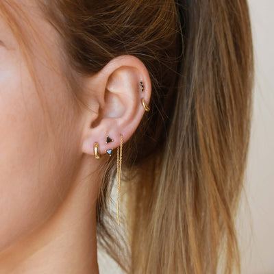 עגילי היילי יהלומים שחורים זהב 14K Earrings 