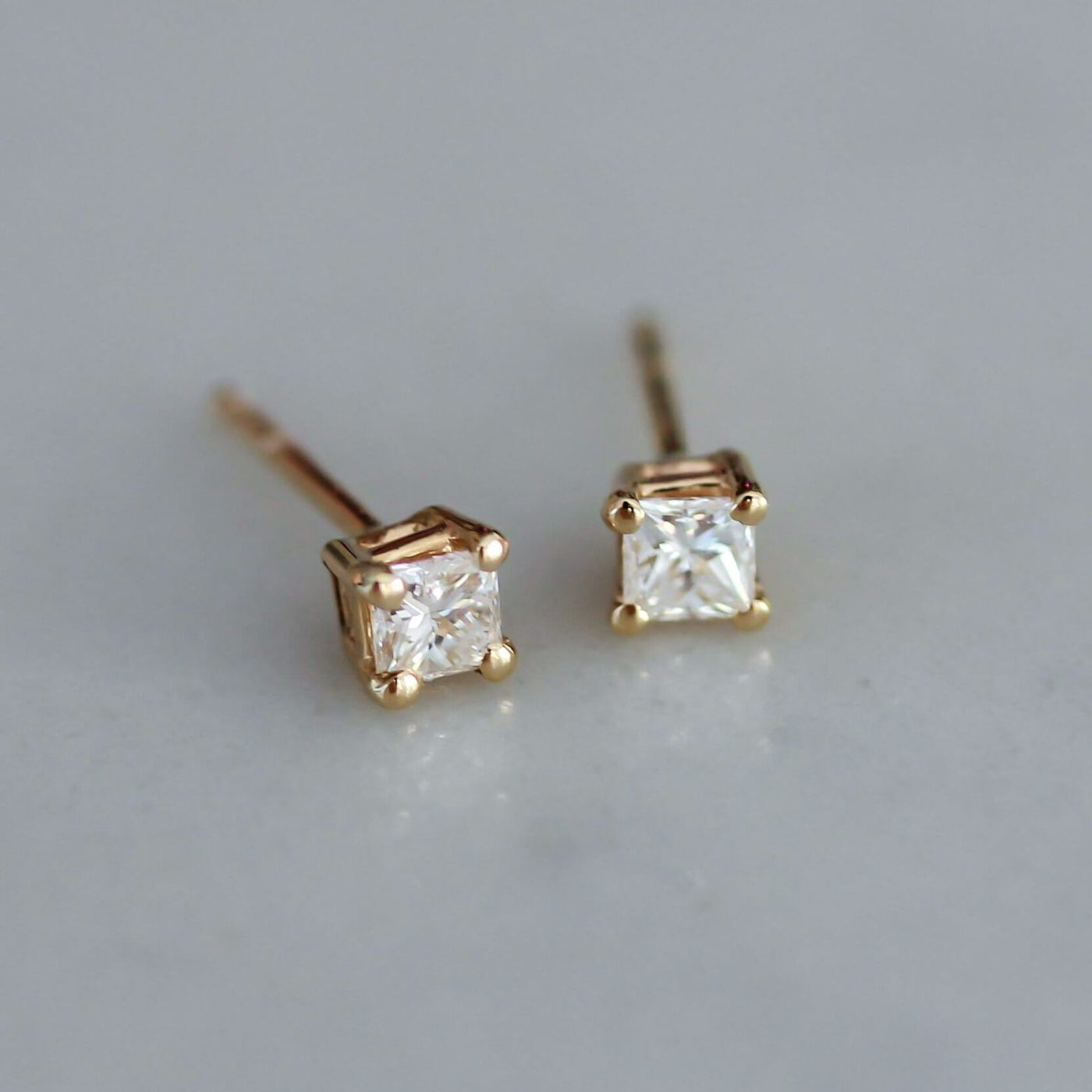 עגילי פרינסס יהלומים לבנים גדולים זהב 14K Earrings 14K לבן