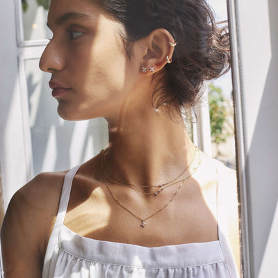 תליון לואיזה יהלומים לבנים לשרשרת זהב 14K Necklaces