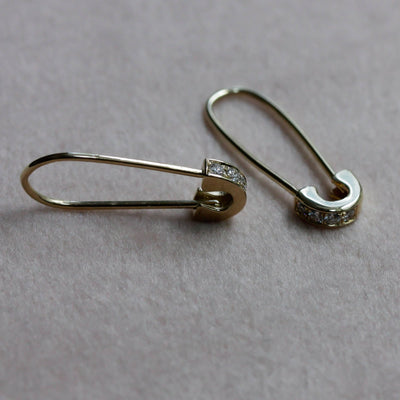 עגילי סייפטי משובצים זהב 14K Earrings 