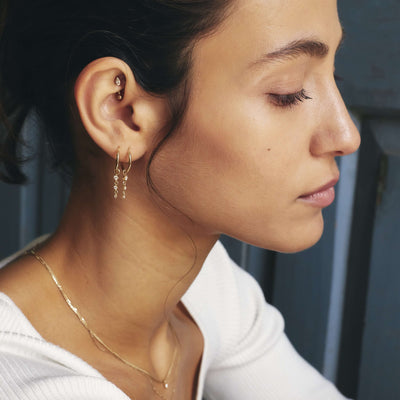 תליון הרמוני יהלומים לבנים לעגיל חישוק זהב 14K Earrings