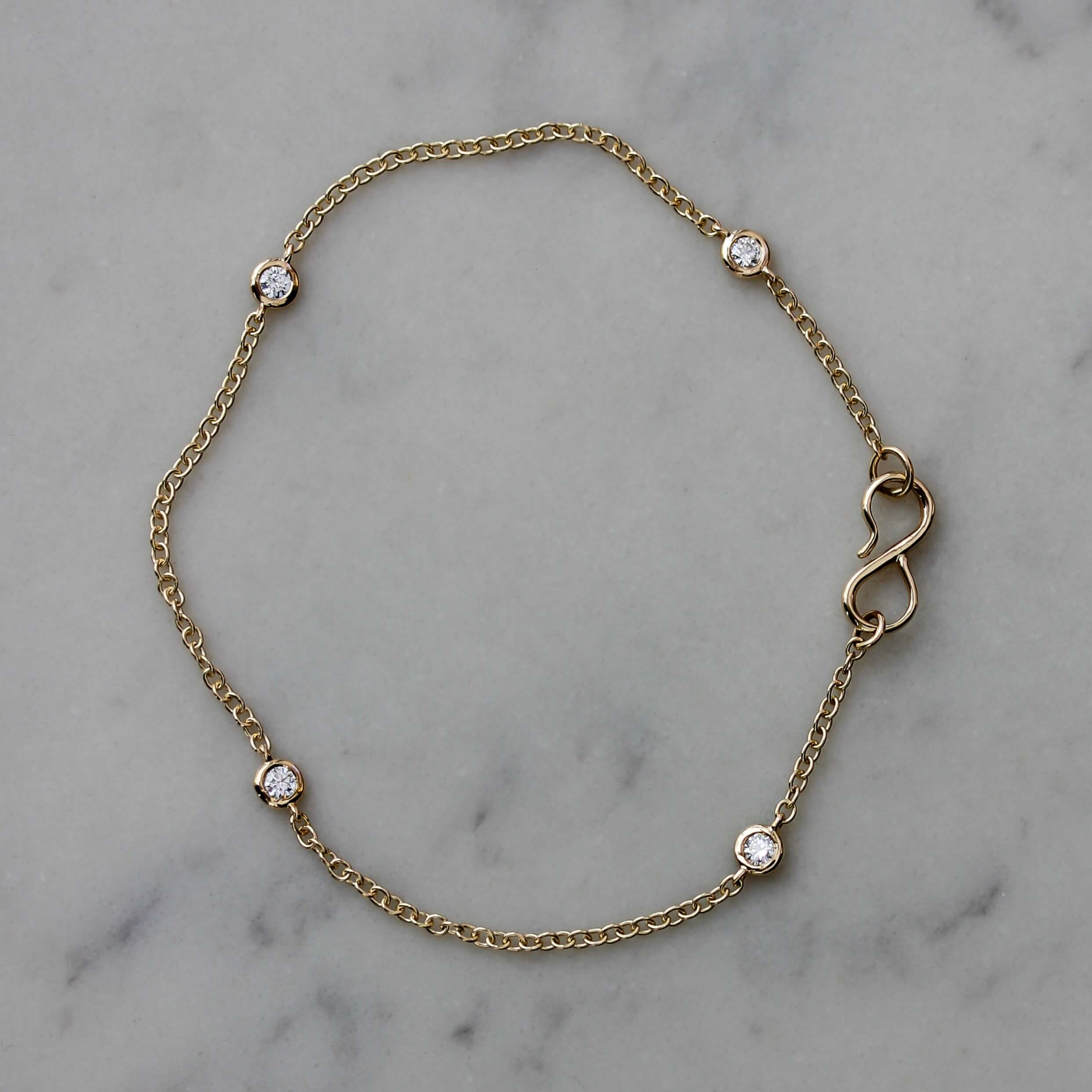 צמיד אורורה יהלומים לבנים זהב 14K – She-Ra Jewelry