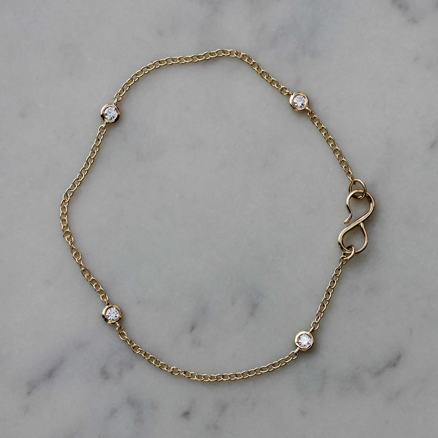 צמיד אורורה יהלומים לבנים זהב 14K Bracelets 