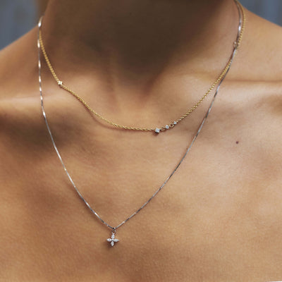 שרשרת איזבל יהלומים לבנים זהב 14K Necklaces 