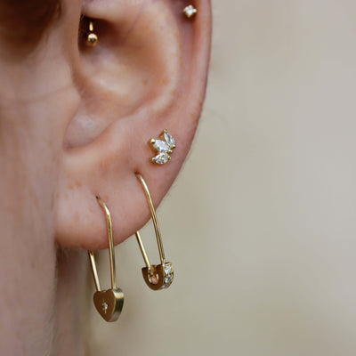 עגילי סייפטי משובצים זהב 14K Earrings 