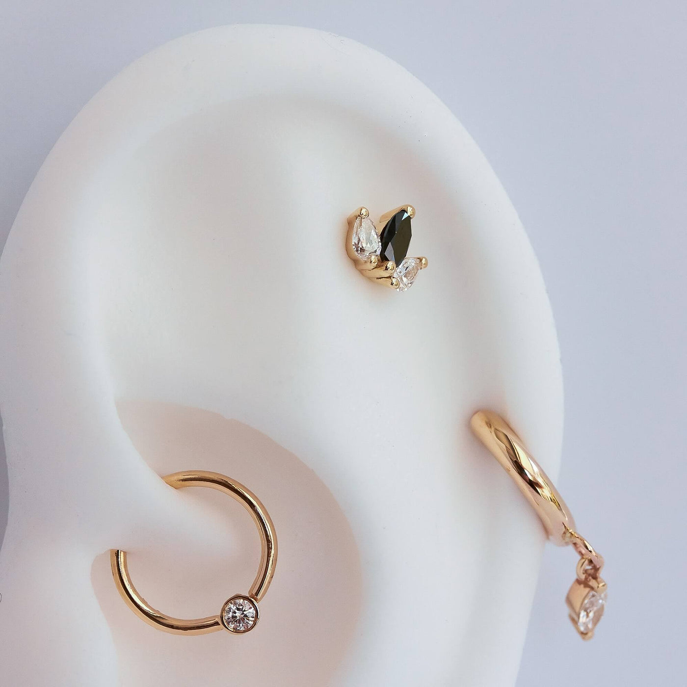 עגילי לואיז יהלומים לבן-שחור זהב 14K Earrings 