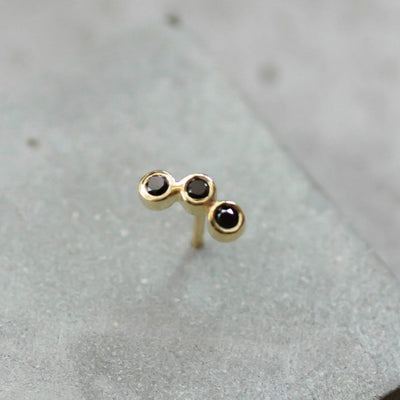 עגילי אנה יהלומים שחורים זהב 14K Earrings 14K לבן